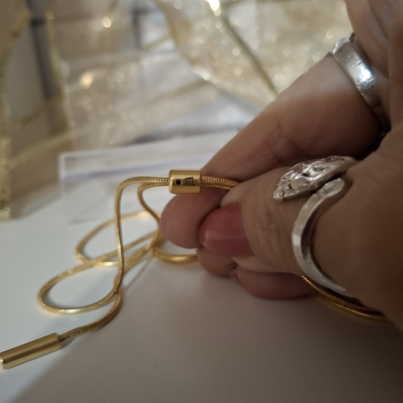 Madewell Gold Circle Pendant Necklace Adjustable 24" - Picture 3 of 5